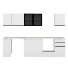 Alvinka 290X210 Cm High Gloss Mutfak Dolabı M-E80S40S50-3 High Gloss | Beyaz - Suntalam