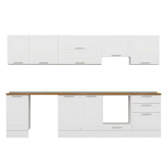 Alvinka 305X210 Cm Klasik Mebran Mutfak Dolabı Beyaz Beyaz M-E80S45S60-1 Mebran | Beyaz - Mdf