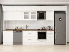 Alvinka 395X240 Cm Klasik Mebran Mutfak Dolabı Beyaz Beyaz Mb-E90S60S45-3 Mebran | Beyaz - Mdf