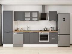 Alvinka 320X210 Cm Klasik Mebran Mutfak Dolabı Mb-E90B60S50-3 Mebran | Antrasit - Suntalam