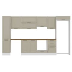 Alvinka 385X222 Cm Klasik Mebran Mutfak Dolabı Mbb-E90B45S50-1 Mebran | Kumtaşı - Mdf