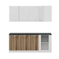 Minar 195Cm Köşe Mutfak Dolabı - Beyaz/Dore K195-D2