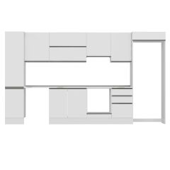 Alvinka 375X222 Cm High Gloss Mutfak Dolabı Mbb-E80B45S50-1 High Gloss | Beyaz - Mdf