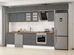 Alvinka 395X240 Cm Klasik Mebran Mutfak Dolabı Beyaz Beyaz Mb-E90S60S45-3 Mebran | Antrasit - Mdf