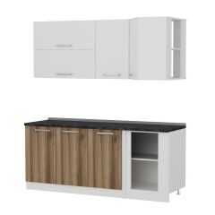 Minar 195Cm Köşe Mutfak Dolabı - Beyaz/Dore K195-D3