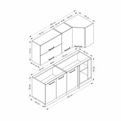 Minar 195Cm Köşe Mutfak Dolabı - Beyaz/Dore K195-D3