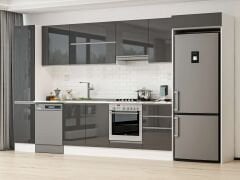 Alvinka 375X222 Cm High Gloss Mutfak Dolabı Mbb-E80B45S50-1 High Gloss | Antrasit - Suntalam