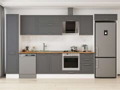 Alvinka 385X222 Cm Klasik Mebran Mutfak Dolabı Mbb-E90B45S50-2 Mebran | Antrasit - Suntalam