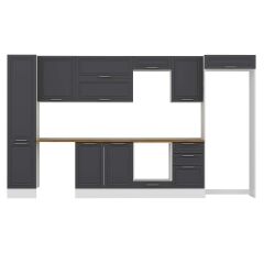 Alvinka 385X222 Cm Klasik Mebran Mutfak Dolabı Mbb-E90B45S50-2 Mebran | Antrasit - Suntalam