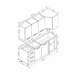 Minar 195Cm Köşe Mutfak Dolabı - Beyaz/Dore K195-D4