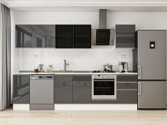 Alvinka 290X210 Cm High Gloss Mutfak Dolabı M-E80S40S50-3 High Gloss | Antrasit - Mdf