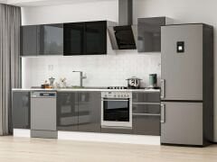 Alvinka 290X210 Cm High Gloss Mutfak Dolabı M-E80S40S50-3 High Gloss | Antrasit - Mdf