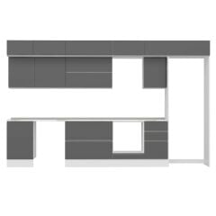 Alvinka 385X240 Cm High Gloss Mutfak Dolabı Mb-E90S50S45-2 High Gloss | Antrasit - Mdf