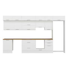 Alvinka 400X240 Cm Klasik Mebran Mutfak Dolabı Beyaz Beyaz Mb-E90S60S50-1 Mebran | Beyaz - Suntalam