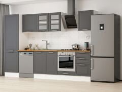 Alvinka 320X210 Cm Klasik Mebran Mutfak Dolabı Mb-E90B60S50-3 Mebran | Antrasit - Mdf