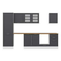 Alvinka 320X210 Cm Klasik Mebran Mutfak Dolabı Mb-E90B60S50-3 Mebran | Antrasit - Mdf