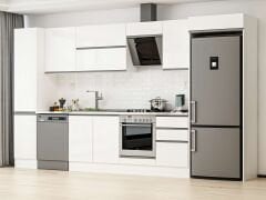 Alvinka 375X222 Cm High Gloss Mutfak Dolabı Mbb-E80B45S50-2 High Gloss | Beyaz - Suntalam