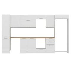 Alvinka 385X222 Cm Klasik Mebran Mutfak Dolabı Mbb-E90B45S50-2 Mebran | Beyaz - Mdf