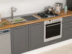 Alvinka 305X210 Cm Klasik Mebran Mutfak Dolabı Beyaz Beyaz M-E80S45S60-2 Mebran | Antrasit - Suntalam