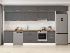 Alvinka 400X240 Cm Klasik Mebran Mutfak Dolabı Beyaz Beyaz Mb-E90S60S50-1 Mebran | Antrasit - Suntalam