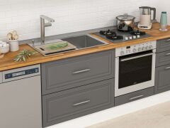 Alvinka 400X240 Cm Klasik Mebran Mutfak Dolabı Beyaz Beyaz Mb-E90S60S50-1 Mebran | Antrasit - Suntalam