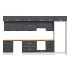 Alvinka 400X240 Cm Klasik Mebran Mutfak Dolabı Beyaz Beyaz Mb-E90S60S50-1 Mebran | Antrasit - Suntalam