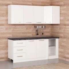 Minar 200Cm Köşe Mutfak Dolabı - Beyaz K200-B2