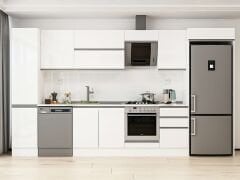 Alvinka 375X222 Cm High Gloss Mutfak Dolabı Mbb-E80B45S50-2 High Gloss | Beyaz - Mdf