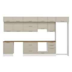 Alvinka 400X240 Cm Klasik Mebran Mutfak Dolabı Beyaz Beyaz Mb-E90S60S50-1 Mebran | Kumtaşı - Suntalam