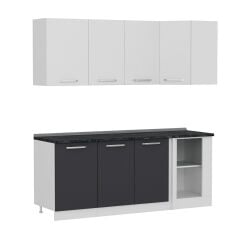 Minar 200Cm Köşe Mutfak Dolabı - Beyaz/Antrasit K200-A1