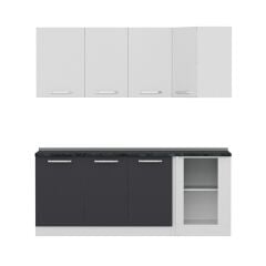 Minar 200Cm Köşe Mutfak Dolabı - Beyaz/Antrasit K200-A1