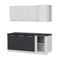 Minar 200Cm Köşe Mutfak Dolabı - Beyaz/Antrasit K200-A1