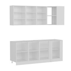 Minar 200Cm Köşe Mutfak Dolabı - Beyaz/Antrasit K200-A1