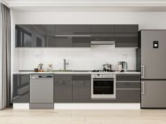 Alvinka 300X210 Cm High Gloss Mutfak Dolabı M-E80S40S60-1 High Gloss | Antrasit - Suntalam