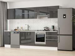 Alvinka 300X210 Cm High Gloss Mutfak Dolabı M-E80S40S60-1 High Gloss | Antrasit - Suntalam