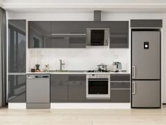 Alvinka 375X222 Cm High Gloss Mutfak Dolabı Mbb-E80B45S50-2 High Gloss | Antrasit - Suntalam