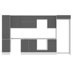 Alvinka 375X222 Cm High Gloss Mutfak Dolabı Mbb-E80B45S50-2 High Gloss | Antrasit - Suntalam