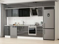 Alvinka 385X240 Cm High Gloss Mutfak Dolabı Mb-E90S50S45-3 High Gloss | Antrasit - Suntalam