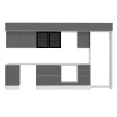 Alvinka 385X240 Cm High Gloss Mutfak Dolabı Mb-E90S50S45-3 High Gloss | Antrasit - Suntalam