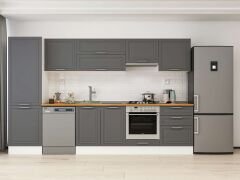 Alvinka 330X210 Cm Klasik Mebran Mutfak Dolabı Mb-E90B60S60-1 Mebran | Antrasit - Suntalam