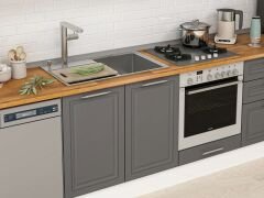 Alvinka 330X210 Cm Klasik Mebran Mutfak Dolabı Mb-E90B60S60-1 Mebran | Antrasit - Suntalam