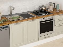 Alvinka 385X222 Cm Klasik Mebran Mutfak Dolabı Mbb-E90B45S50-2 Mebran | Kumtaşı - Mdf