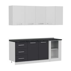 Minar 200Cm Köşe Mutfak Dolabı - Beyaz/Antrasit K200-A2