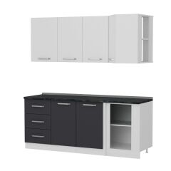 Minar 200Cm Köşe Mutfak Dolabı - Beyaz/Antrasit K200-A2