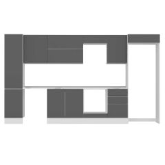 Alvinka 375X222 Cm High Gloss Mutfak Dolabı Mbb-E80B45S50-2 High Gloss | Antrasit - Mdf