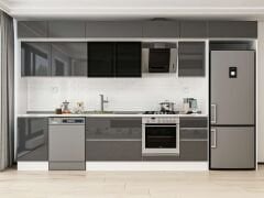 Alvinka 385X240 Cm High Gloss Mutfak Dolabı Mb-E90S50S45-3 High Gloss | Antrasit - Mdf