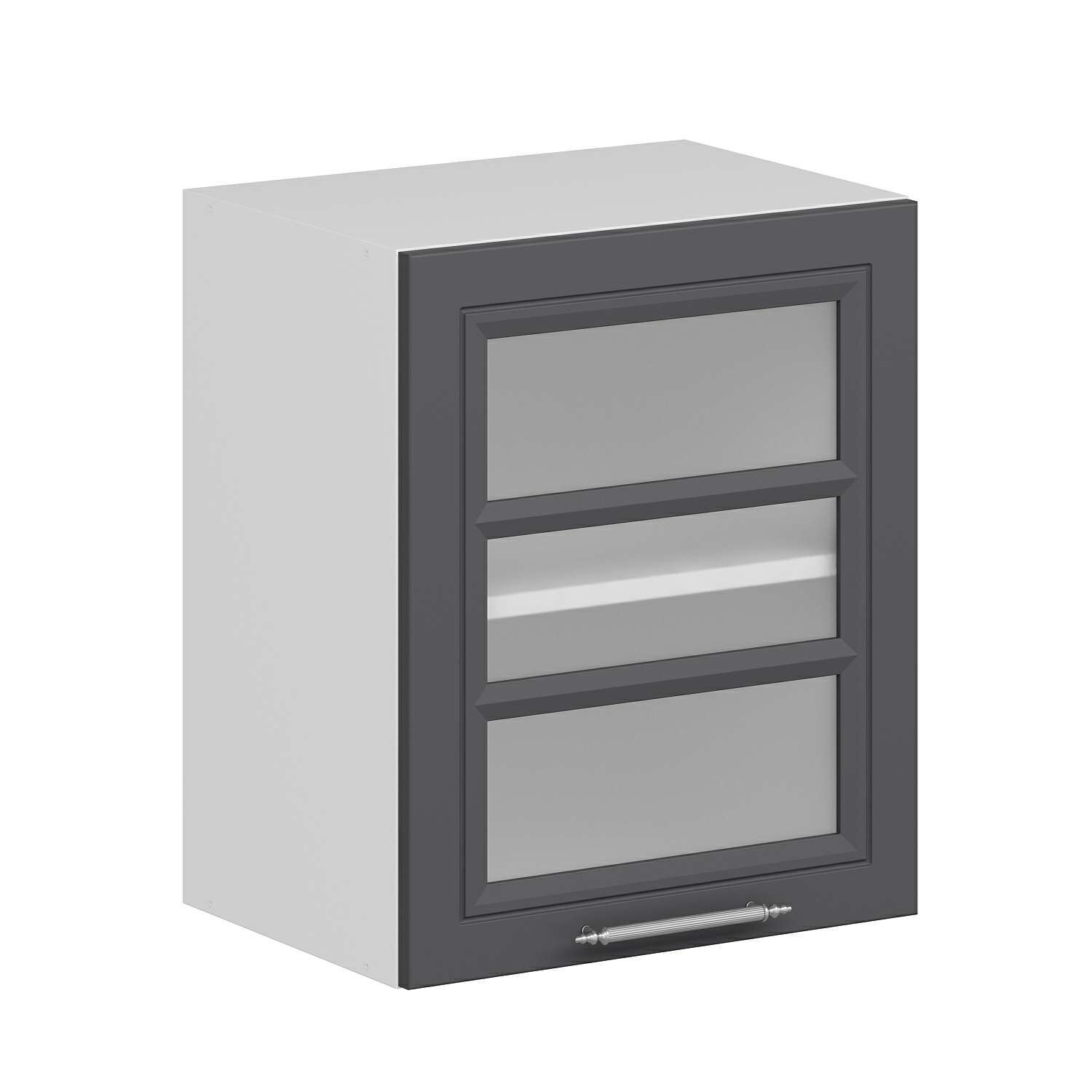 Alvinka Mutfak Modül Mbr_C Üst 1Dk1R 50-H60Cm Dolap Cam Beyaz Antrasit Mdf