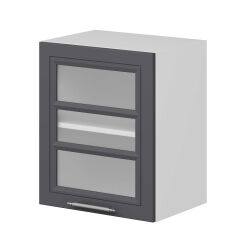 Alvinka Mutfak Modül Mbr_C Üst 1Dk1R 50-H60Cm Dolap Cam Beyaz Antrasit Mdf