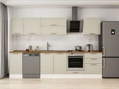 Alvinka 305X210 Cm Klasik Mebran Mutfak Dolabı Beyaz Beyaz M-E80S45S60-2 Mebran | Kumtaşı - Mdf