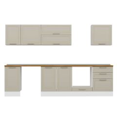 Alvinka 305X210 Cm Klasik Mebran Mutfak Dolabı Beyaz Beyaz M-E80S45S60-2 Mebran | Kumtaşı - Mdf